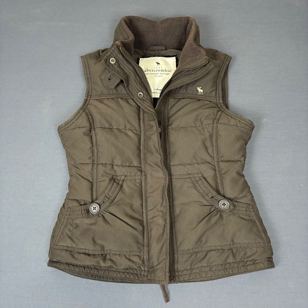Y2K Abercrombie & Fitch Adirondack Brown Puffer Vest Women's Size XS
